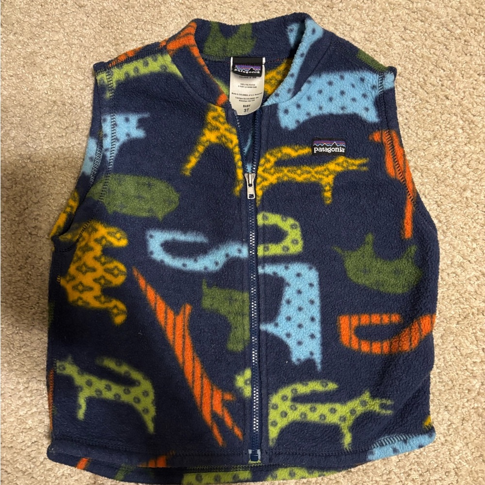 Patagonia Baby Fleece Vest in Blue and Yellow